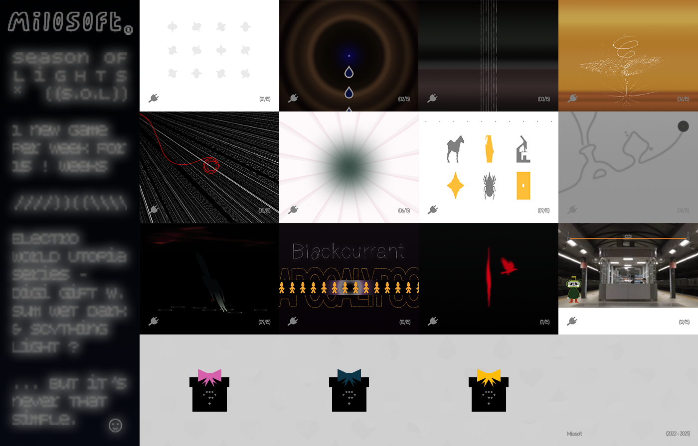 Series of gift boxes, each linked to one of 15 games, releasing one per week for 15 weeks